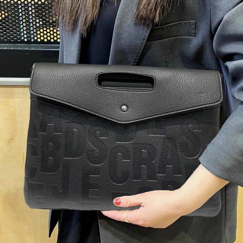 Womens business retro fashion handbag A4 paper handbag large capacity envelope crossbody bag 250110
