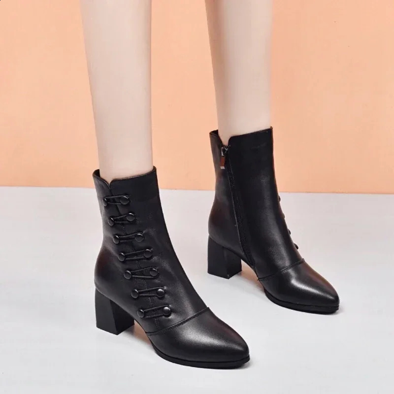 Brand Women Boots Chunky Chelsea High Heels Shoes designer Sexy Ankle Big Size botas mujer 250117