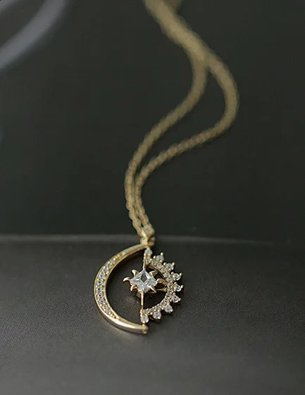 ITSMOS s925 Sterling Silver 14K Gold-plated Star Wheel Necklace Beauty Pave Zircon Necklace for Women Lovely Gift 250117