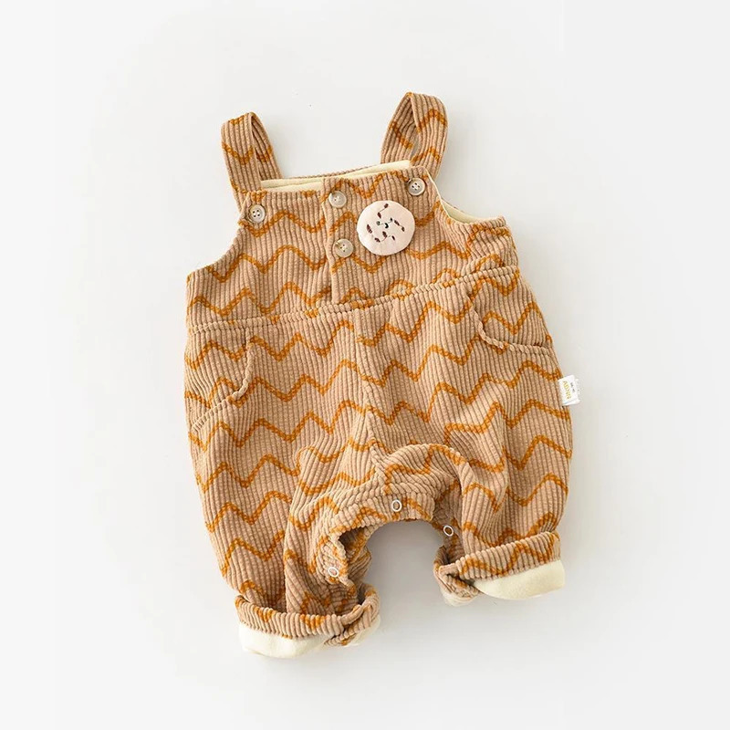 024M Baby Boys Girls Jumpsuit Super Cute Bear Overalls Kid Casual Suspender Trousers Toddler Children Warm Strap Corduroy Pants 250117