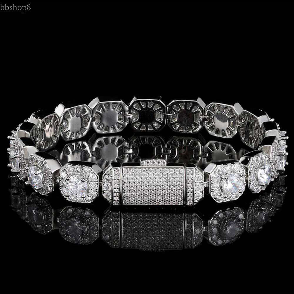 Hip Hop S Sterg Sier 12mm Vvs Moissanite Tennis k Chain Women Pass Dia Test Mens Fine Jewelry Bracelet