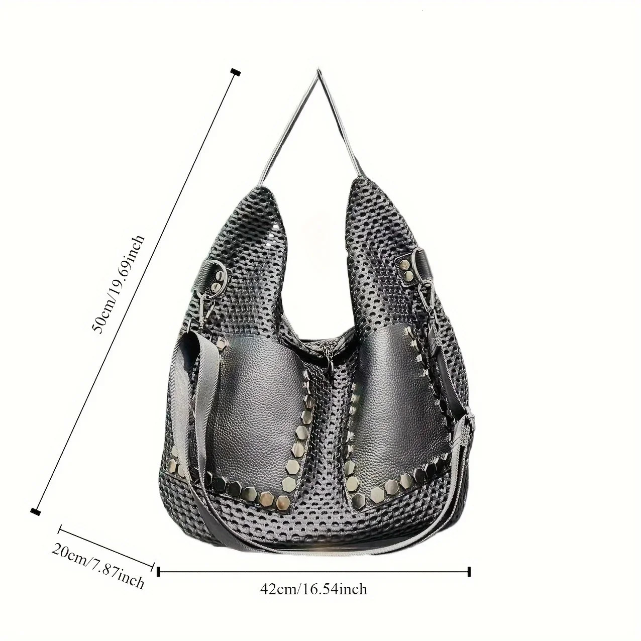 Womens Large Capacity Shoulder Bag Fashionable Mesh Splicing Genuine Leather Crossbody Bag 250110