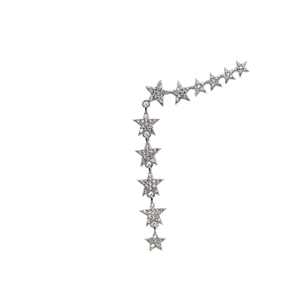 Micro Pave sparking cz Star Shaped Elegant minimalis Long Earrings for Women Left Right Ear delicate dainty cute Earings 250120
