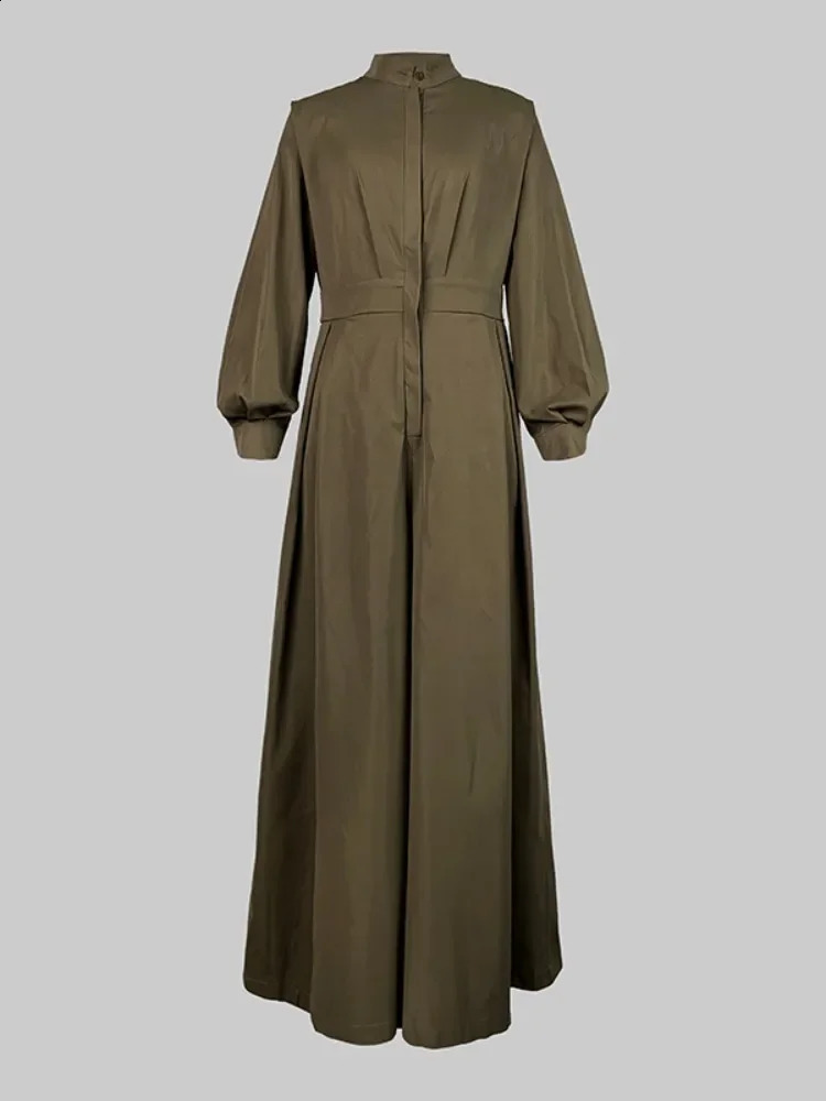 Lemongor Office Ladies High Waisted Wide Leg Jumpsuits Fashion Solid Color Long Sleeves Loose One Piece Suits No Belt 250114
