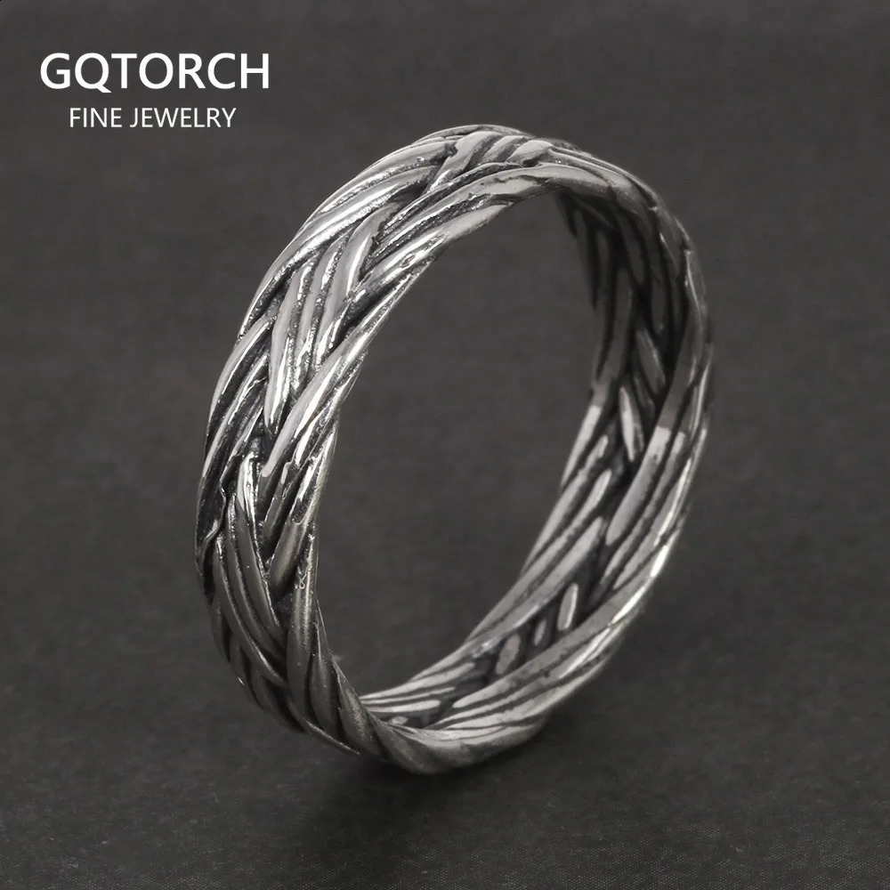 Viking Jewelry 925 Sterling Silver Braided Ring For Men And Women Couple Wedding Bands for Lovers 250117