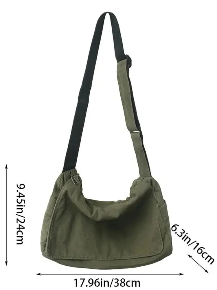 Large Capacity Canvas Simple Messenger Bag For Women and Men Trendy Student Flap Shoulder Bag for High School or University 250120