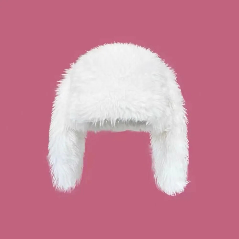 Womens Hat Bomber Ski Mask Winter Hat Balaclava Mask y2k Accessories Skull Bean Artificial Fur Rabbit Ear Hat Halloween Hat 250109
