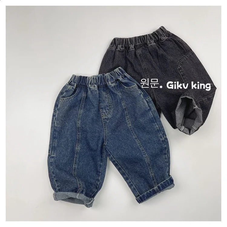 Spring Children Vintage Denim Trousers Toddler Boys Girls Loose Straight Leg Pants Kids Fashion Casual Versatile Jeans 250115