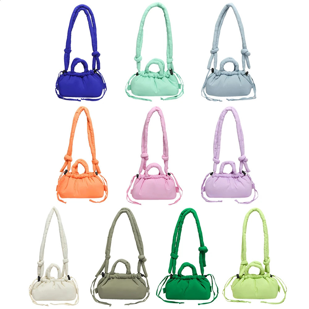 Candy Color Fashion Handbag Soft Puffer Crossbody Bag Cotton Padded with Adjustable Strap for Women Work Shopping Travel 250113