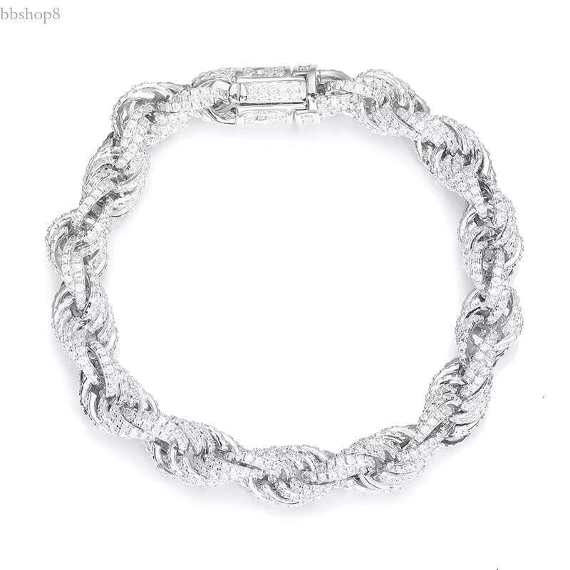 Hip Hop Jewelry Chains White Gold plating S Sterg sier Iced Out Moissanite Stone Twisted Rope Chain Necklace for Men