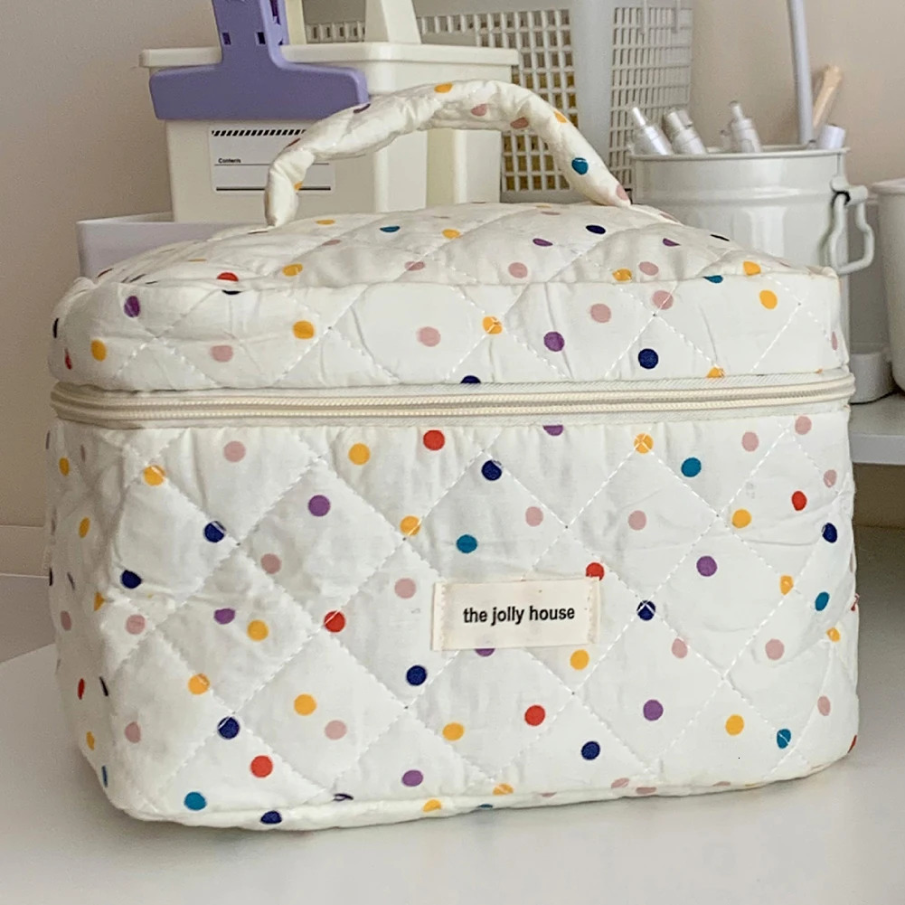Colorful Polka Dots Cosmetic Zipper Pouch Large Capacity Toiletry Bag Makeup Organizer Storage Bag for Women and Girls250114