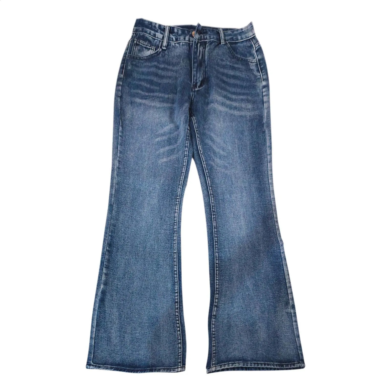 Vintage Women Distressed Flare Jeans Y2k Low Rise Boot Cut Denim Pants Retro Streetwear Wide Leg Blue Trousers 250118