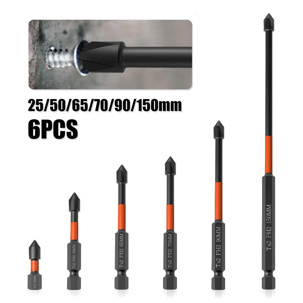 25150mm Strong Magnetic Batch Head PH2 Cross Screwdriver Set Impact Drill Bit Screw Alloy Steel Nonslip 250108