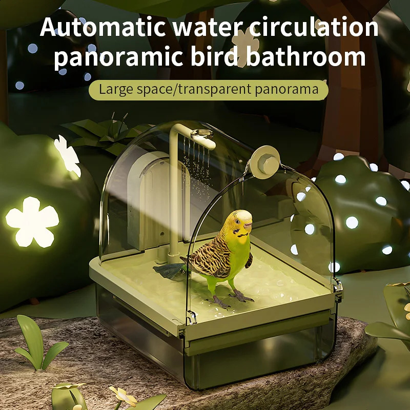 Clear Hanging Bird Bath Automatic Water Circulation Bath Shower For Bird Easy to clean Space Saving Bird Cage Accessory 250121