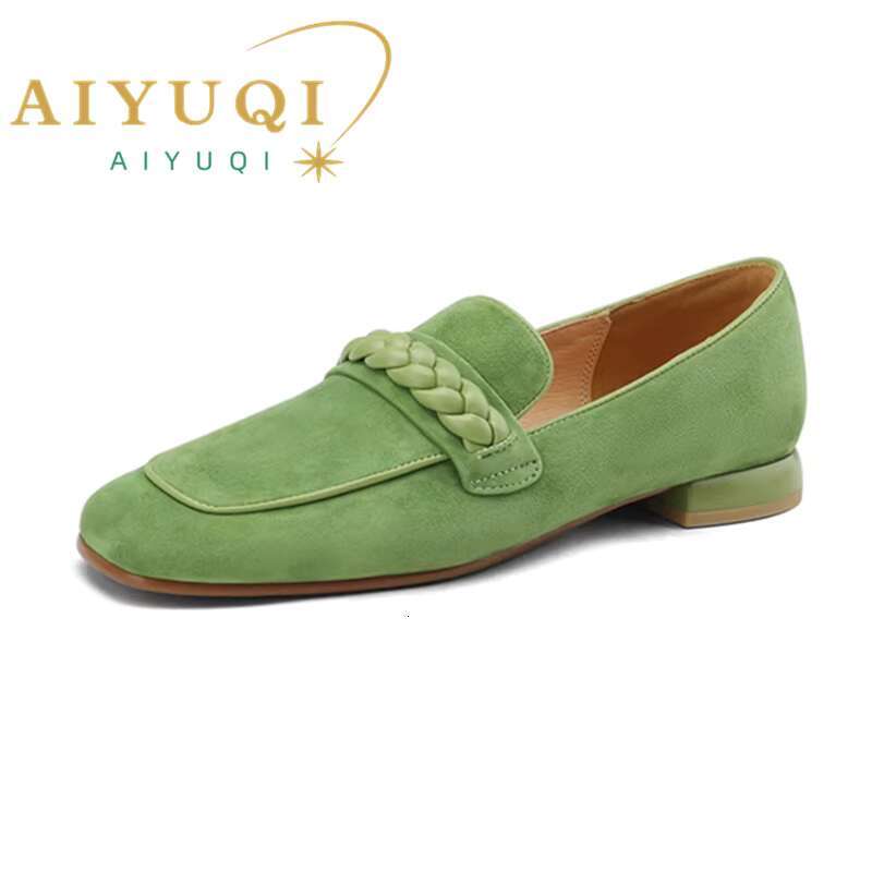 new style square toe thick mid-mouth single women's flat shoes low heel loafers