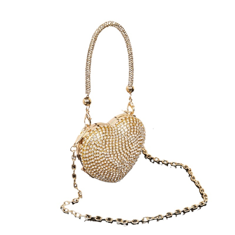 New Style High-End Fashion Studded Full Diamond Dinner Compact And Exquisite Sparkling Dress Bag, Light Luxury Style Dance Party Bag