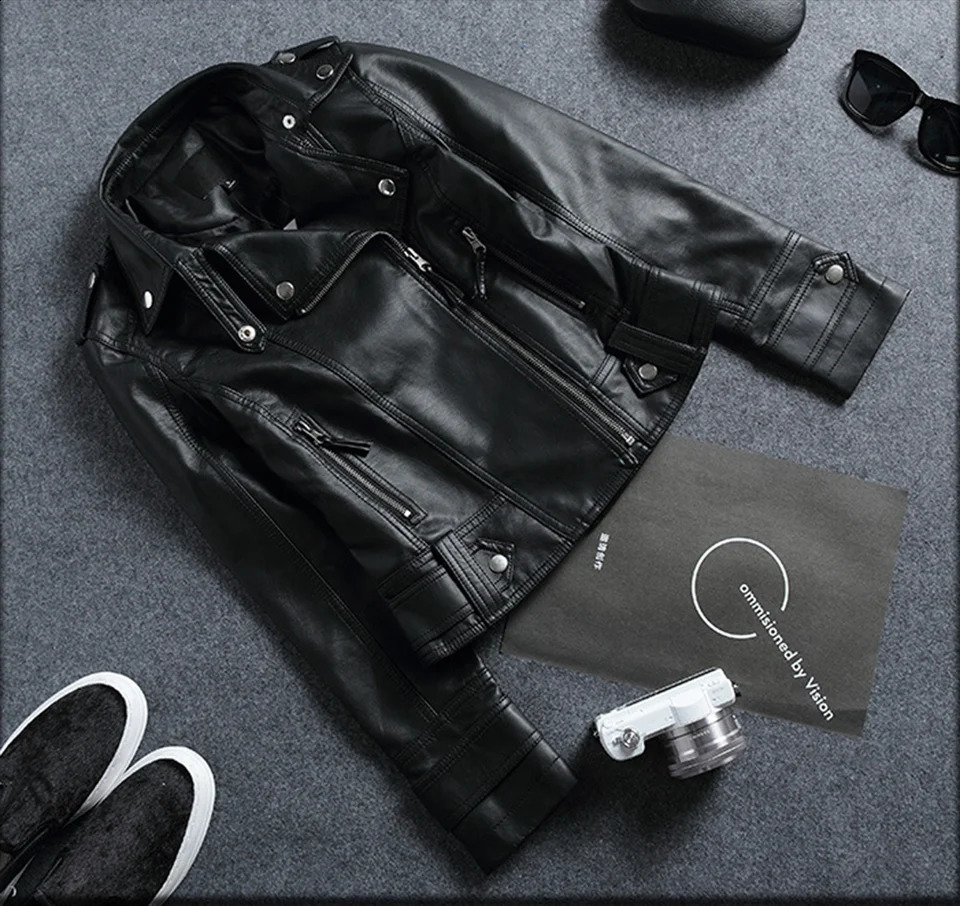 Fashion Leather Jacket Women Turn Down Collar Short Coat Zipper Long Sleeve In Jackets Chic Streetwear Motorcycle Tops 250122