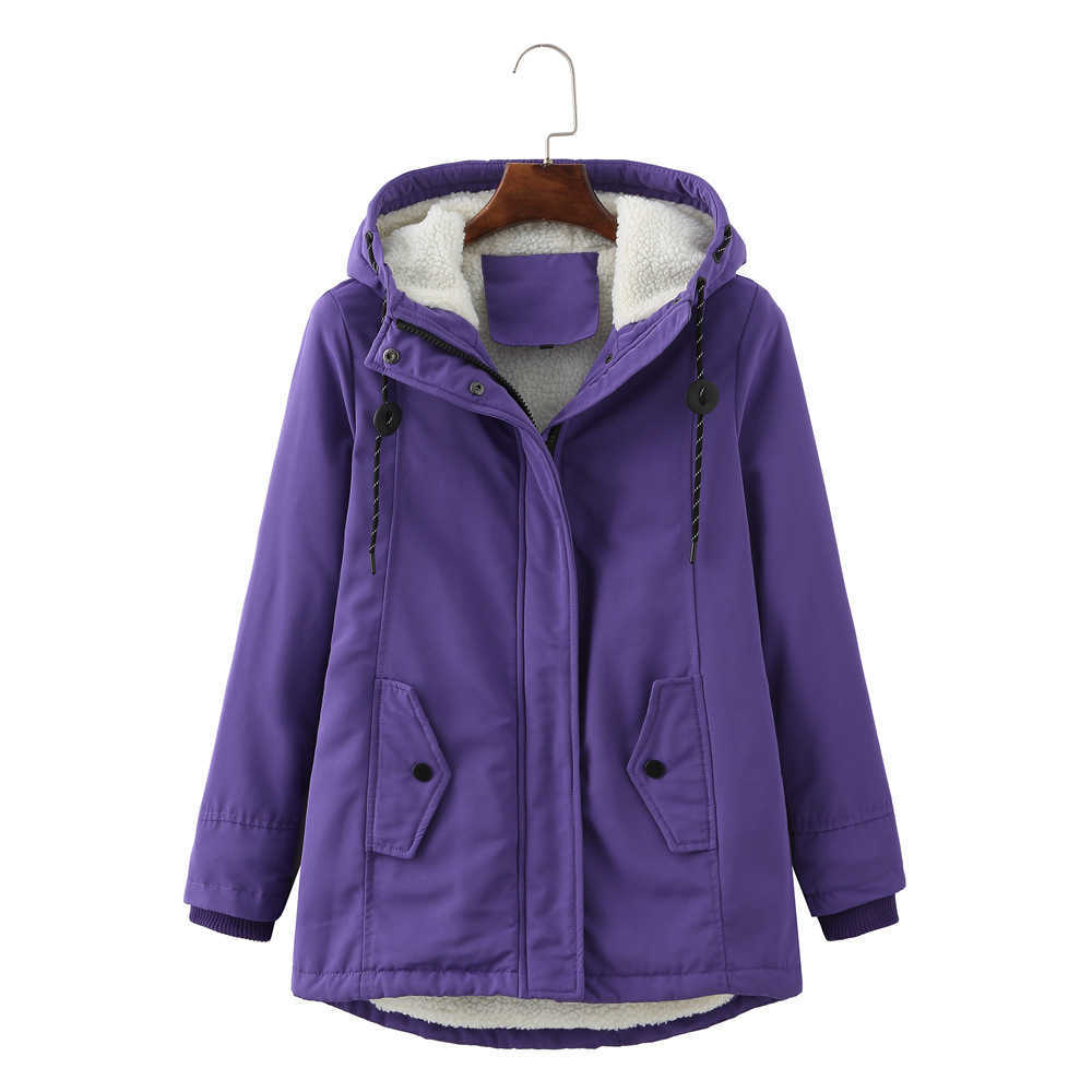 European Womens Hooded Plush Overcomes Winter Warmth And Waist Closing Womens Cotton Padded Clothes Womens Leather Womens Jacket 241209