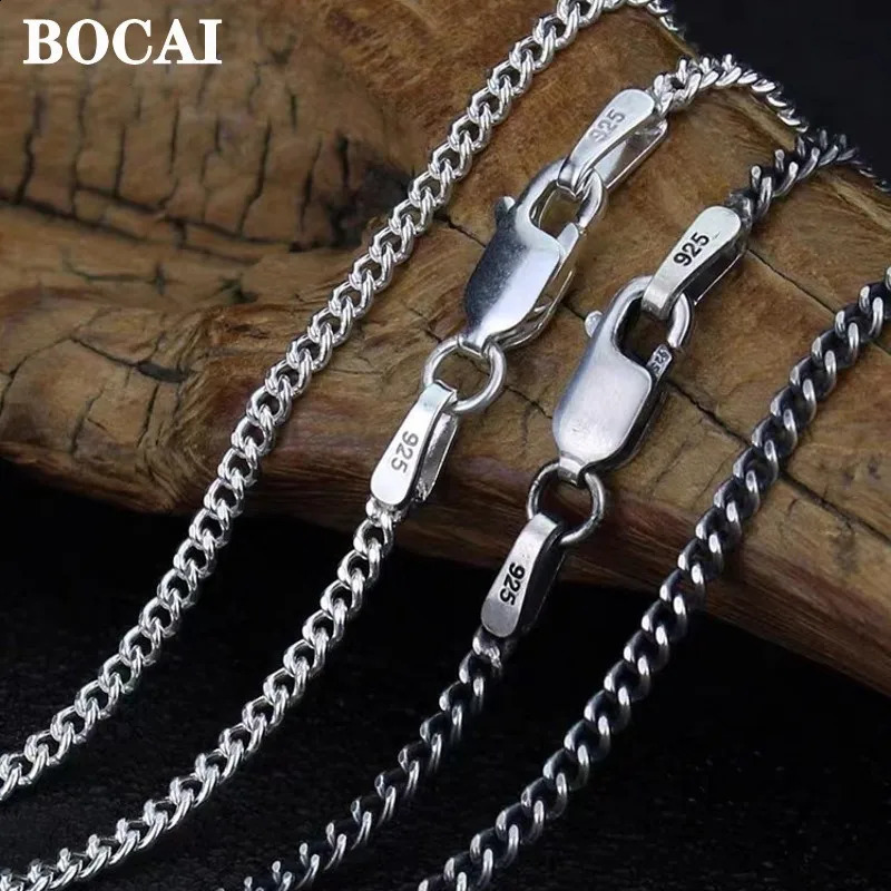 BOCAI 100% 925 Sterling Silver Jewelry Accessories Trendy Punk Hip Hop Mens and Womens Necklaces Cuban Chain Detaj Style 250120