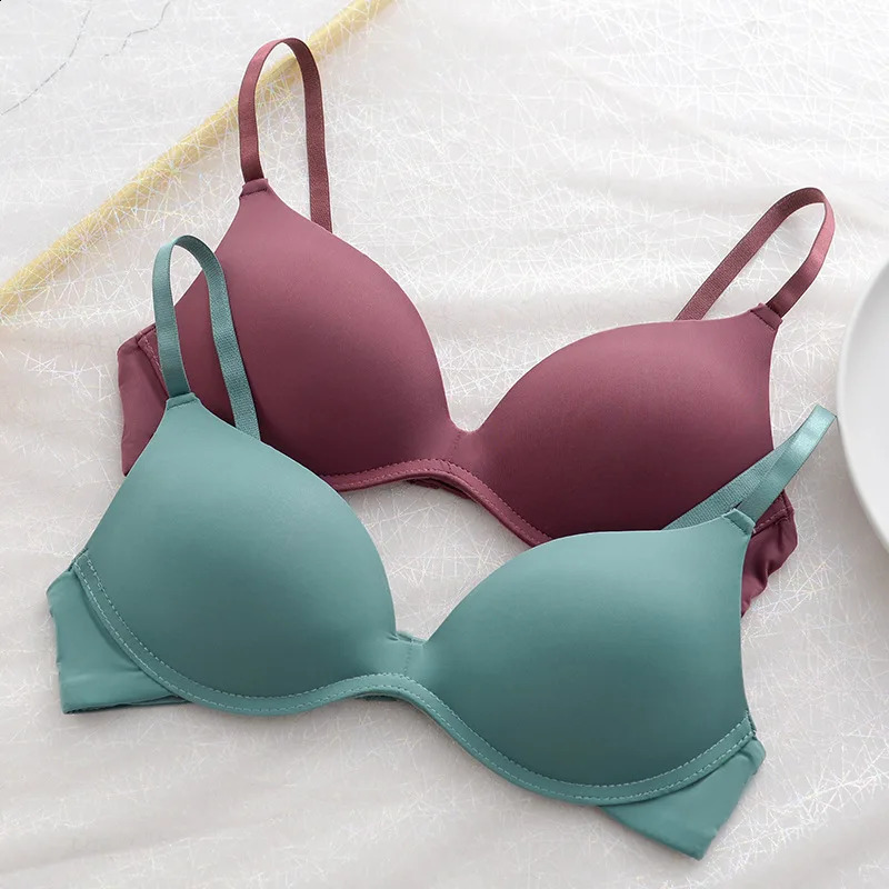 Japanese Onepiece Smooth Girl Seamless Small Push Up Bra Thin Cup Without Underwire Sleep 34 Bralette Top Brassiere 250122