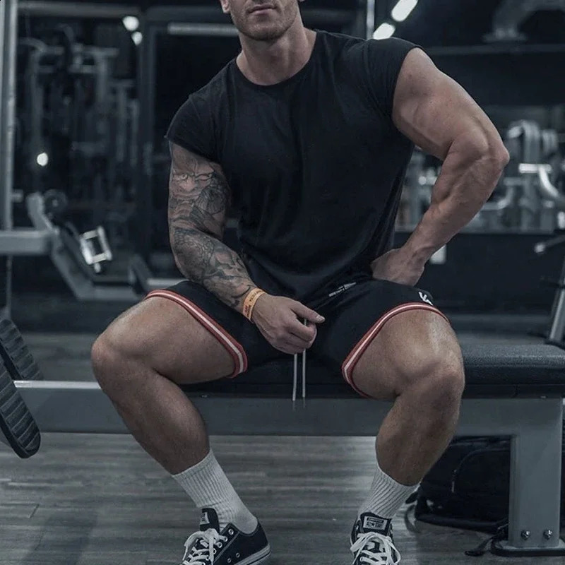 Summer Gym Clothing Cotton Bodybuilding T shirts Muscle Mens Small Sleeves Tops Tees Fitness Sports Tshirt Men Casual 250122