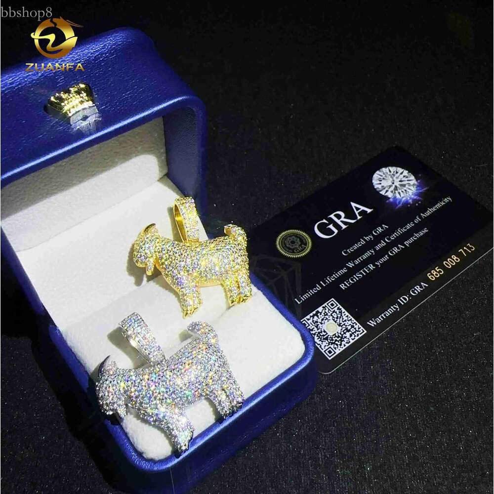 Pass Dia Tester Moissanite Hip Hop Jewelry Fashion Sterg Sier Sheep Pendant