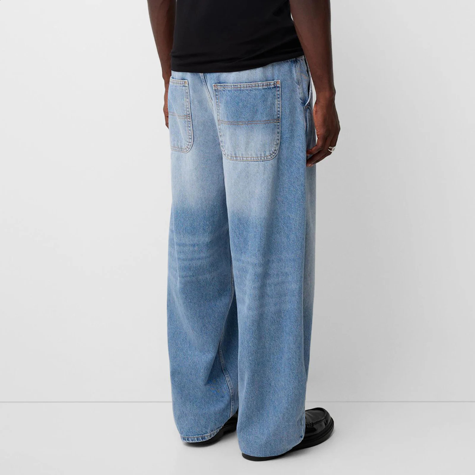 Mens Classic Regular Fit Jeans Vintage Straight Wide Leg Denim Pants with Pockets Baggy Trousers Streetwear 250121