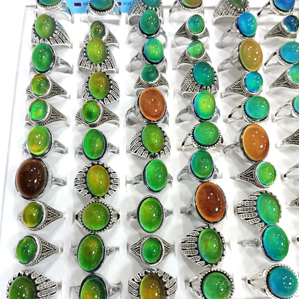 30 pieces wholesale top mixed emotion rings temperature controlled color changing rings vintage jewelry 250109
