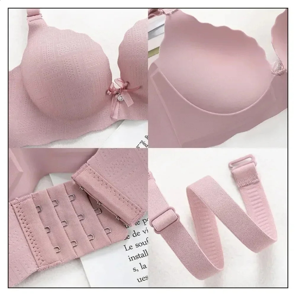 Small Breasts Show Big Underwear Deep V Push Up No Steel Ring Flat Chest Special Bra Thickened Pushup Womens Lenceria 250122