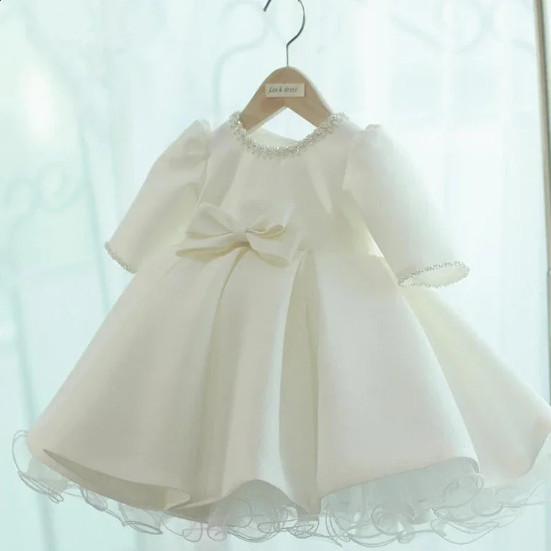 Girls Ball Gowns Princess Girls Dress For Party And Wedding Tulle Puffy Pearl 1st Birthday Party Baby Baptism Christening Dress 250120