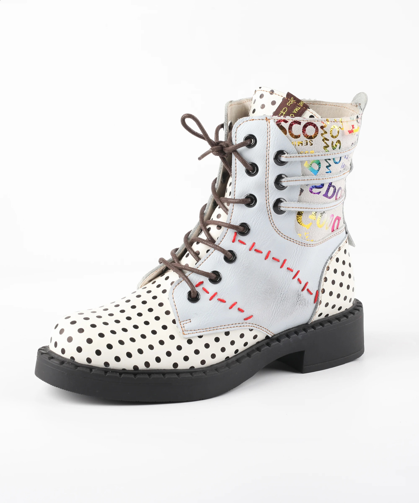 Super Season Spring Womens Polka Dot Fashion Square Heel Leather Boots Winter 250117