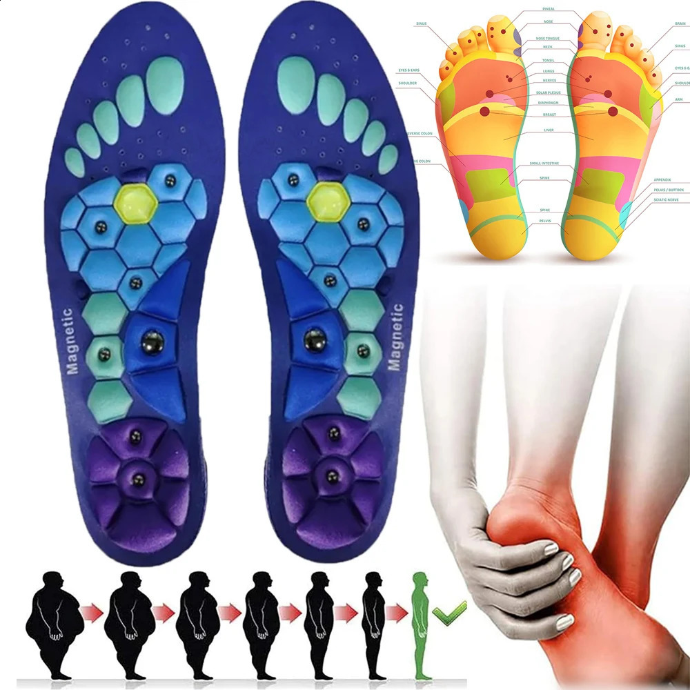Magnetic Insoles for Unisex EVA Foot Massage Orthopedic Acupressures Pads Foot Health Slim Legs Arch Support Foot Insole Therapy 250120