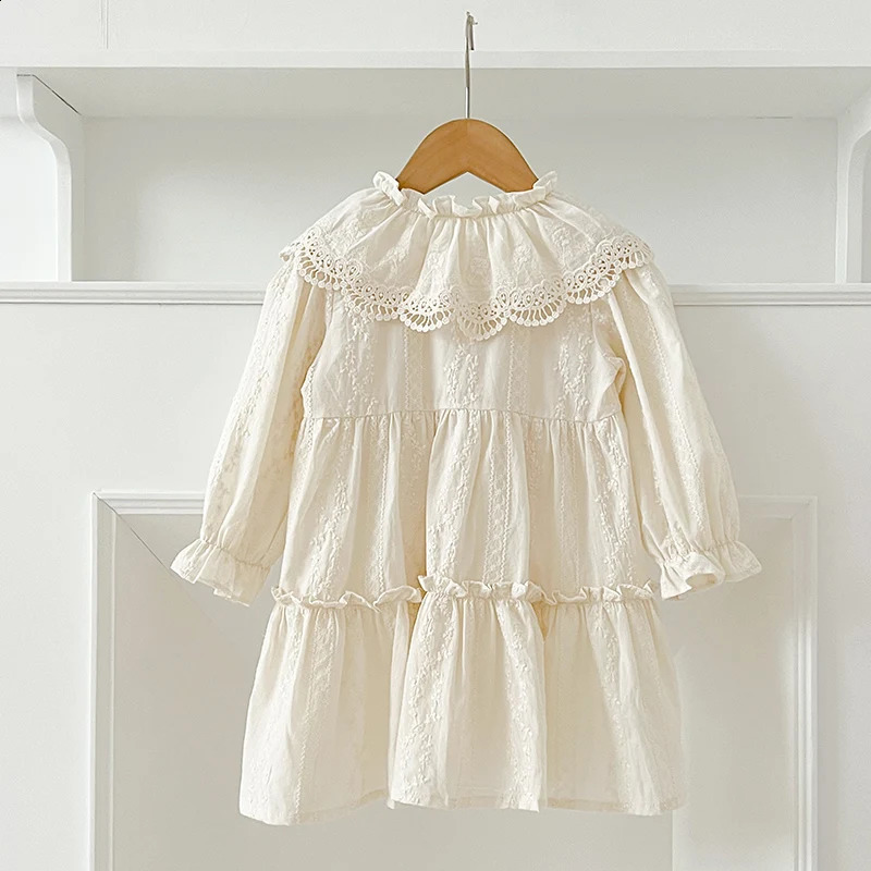 Baby Girls Dress Girls Sweet Girl Dress Ruffle Trim Party Princess Dress Lace Collar Going Out Casual Dresses Little Clothes 250117
