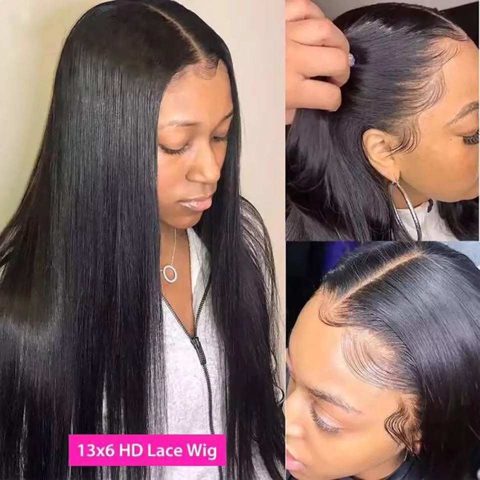 HD Transparent Frontal Pre Plucked Brazilian Straight 13x4 13x6 Lace Front Human Hair Wigs For Black Women