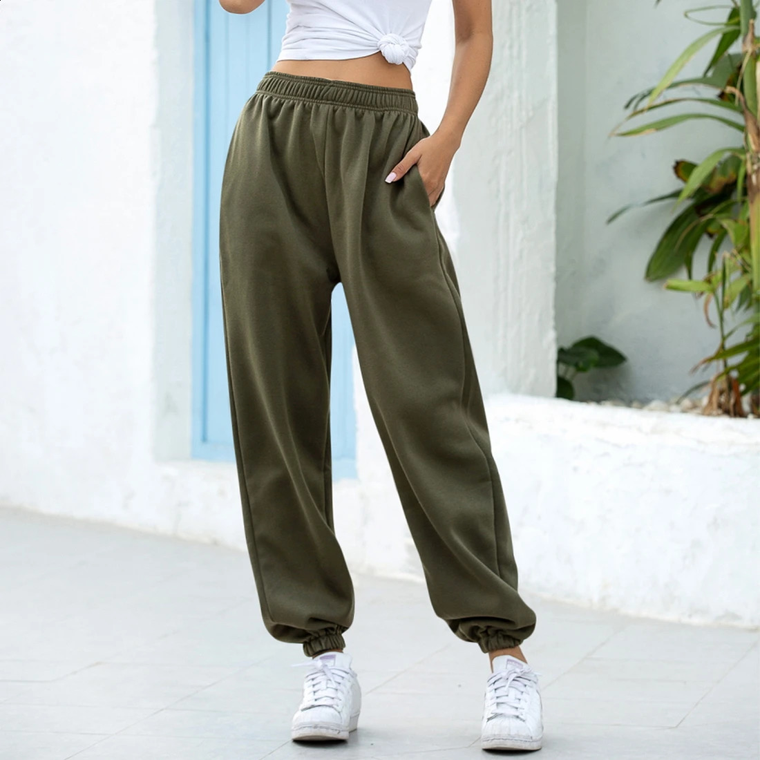 Women Sweatpants Autumn Winter Fleece Jogging Pants High Quality Casual Tracksuit Trousers Harajuku Sport Streetwear Y2k 250108