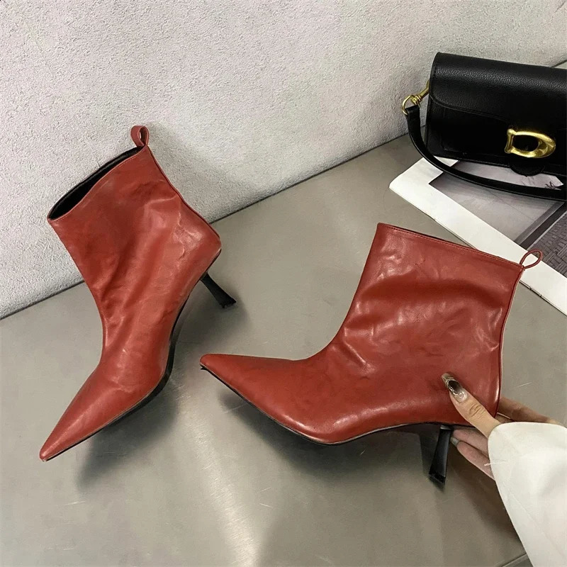 Eilyken Fashion Pointed Toe Ankle Boots Women Wedding Party Shoes Winter Autumn Slim Short Ladies Booties 250122