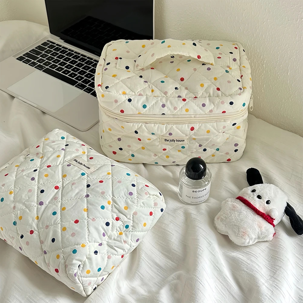 Colorful Polka Dots Cosmetic Zipper Pouch Large Capacity Toiletry Bag Makeup Organizer Storage Bag for Women and Girls250114