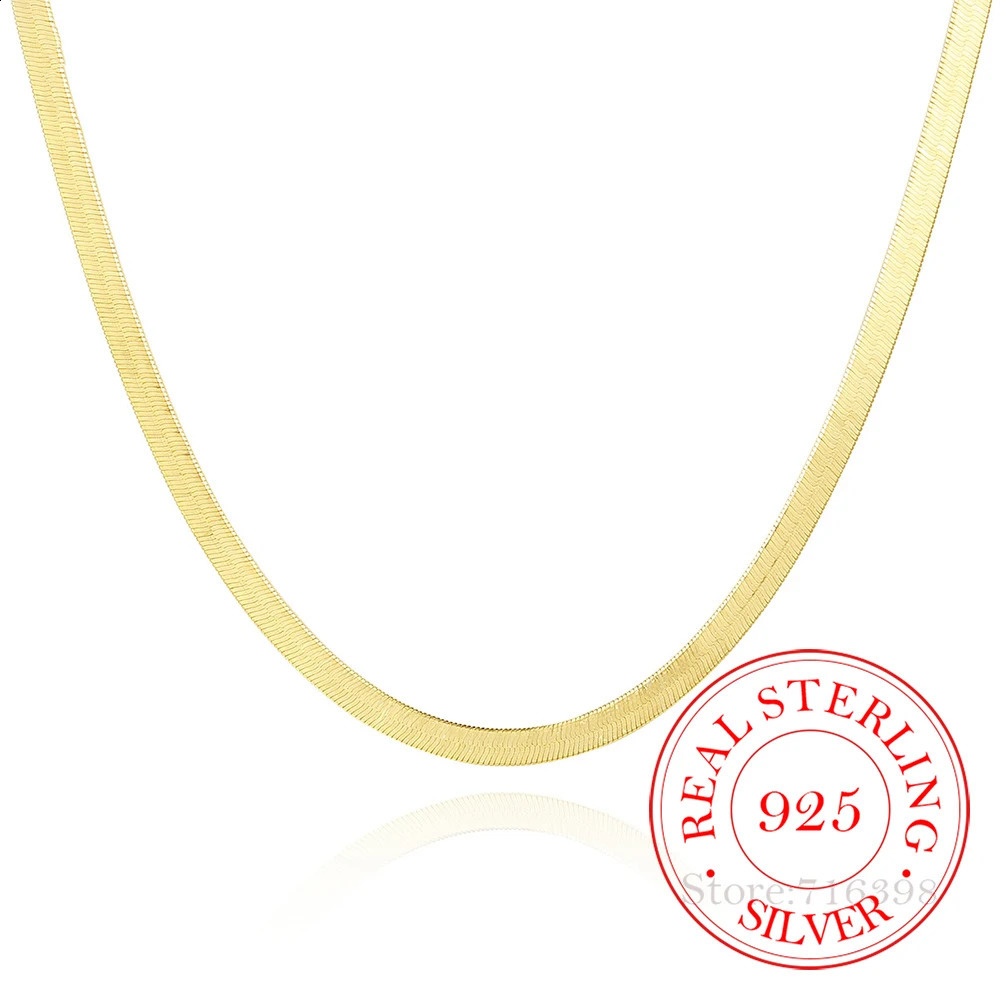 S925 Sterling Silver Classic Snake Choker Necklaces Chains for Women Men 14K Gold Plated Necklaces Wedding Party Jewelry Gift 250120