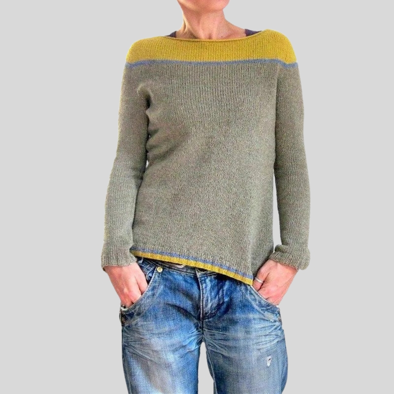 Hot-selling European and American style new sweater women's round neck color matching loose fashion pullover knitted sweater