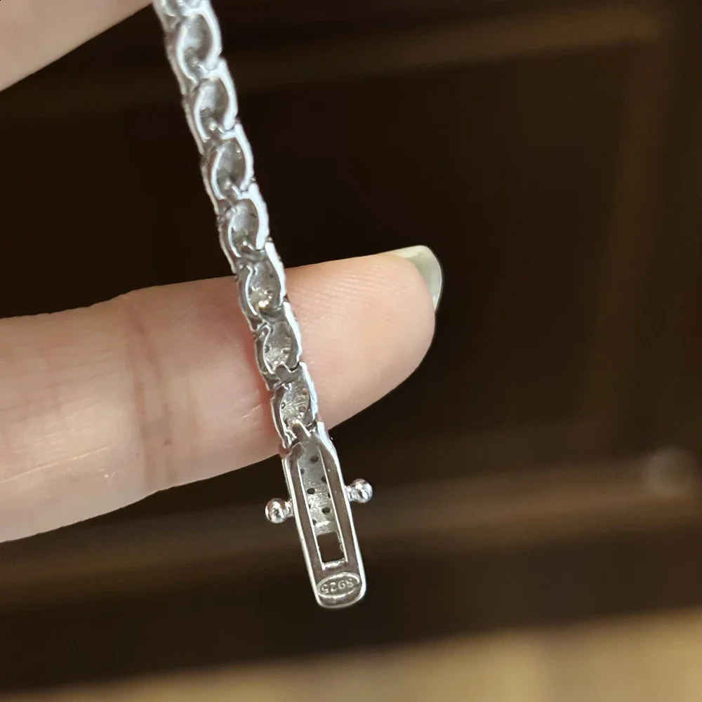 Rhombus Shape Full Tennis Bracelets for Women Men S925 Silver D Color Sparkling Diamond Bangles with Certificate 250121