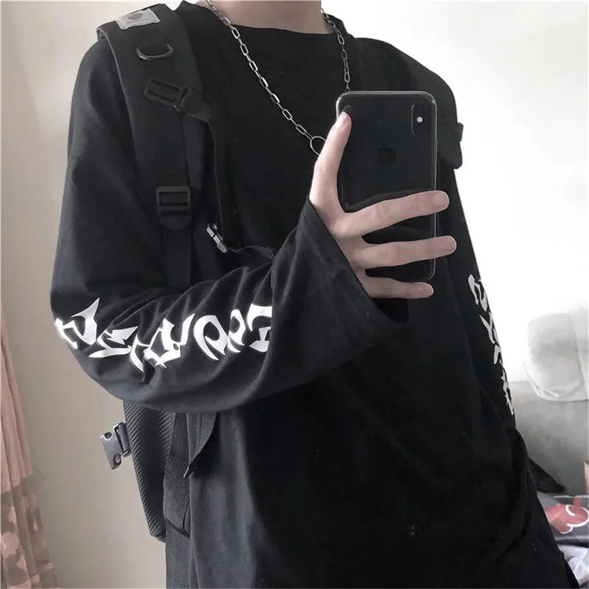 Cool Harajuku Ins T-shirt Hip Hop T-shirt Mens Casual Korean T-shirt Long Sleeve Loose T-shirt Street Clothing Autumn Top Mens 250117