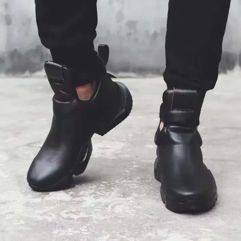 Winter New Men's Warm Thick Soled Leather Surface Korean Edition Personalized Trend Increase Casual Sports Cotton Shoes