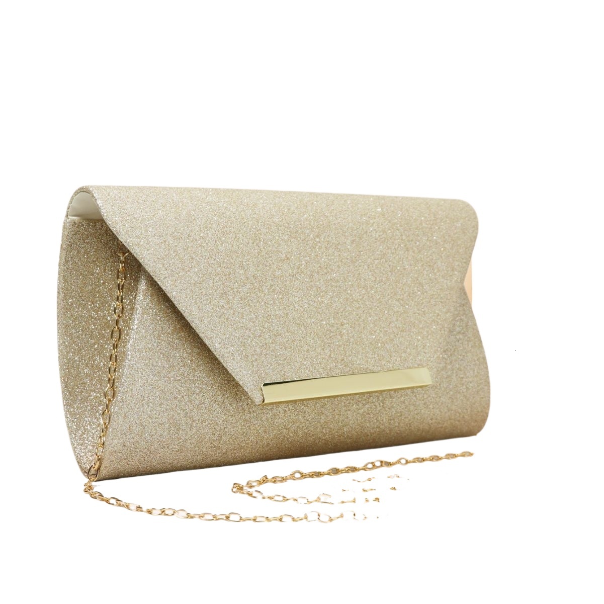 Dinner Ladies' Handheld Clutch Crossbody Underarm Bag, Metal Flip Top, Frosted Evening Bag