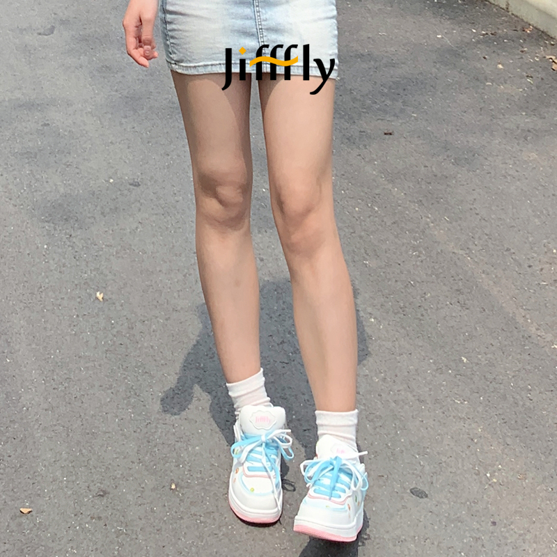 Jifffly Skateboard Shoes 2025 New Summer White Shoes for Girls and Students with Thick Sole and Versatile Style