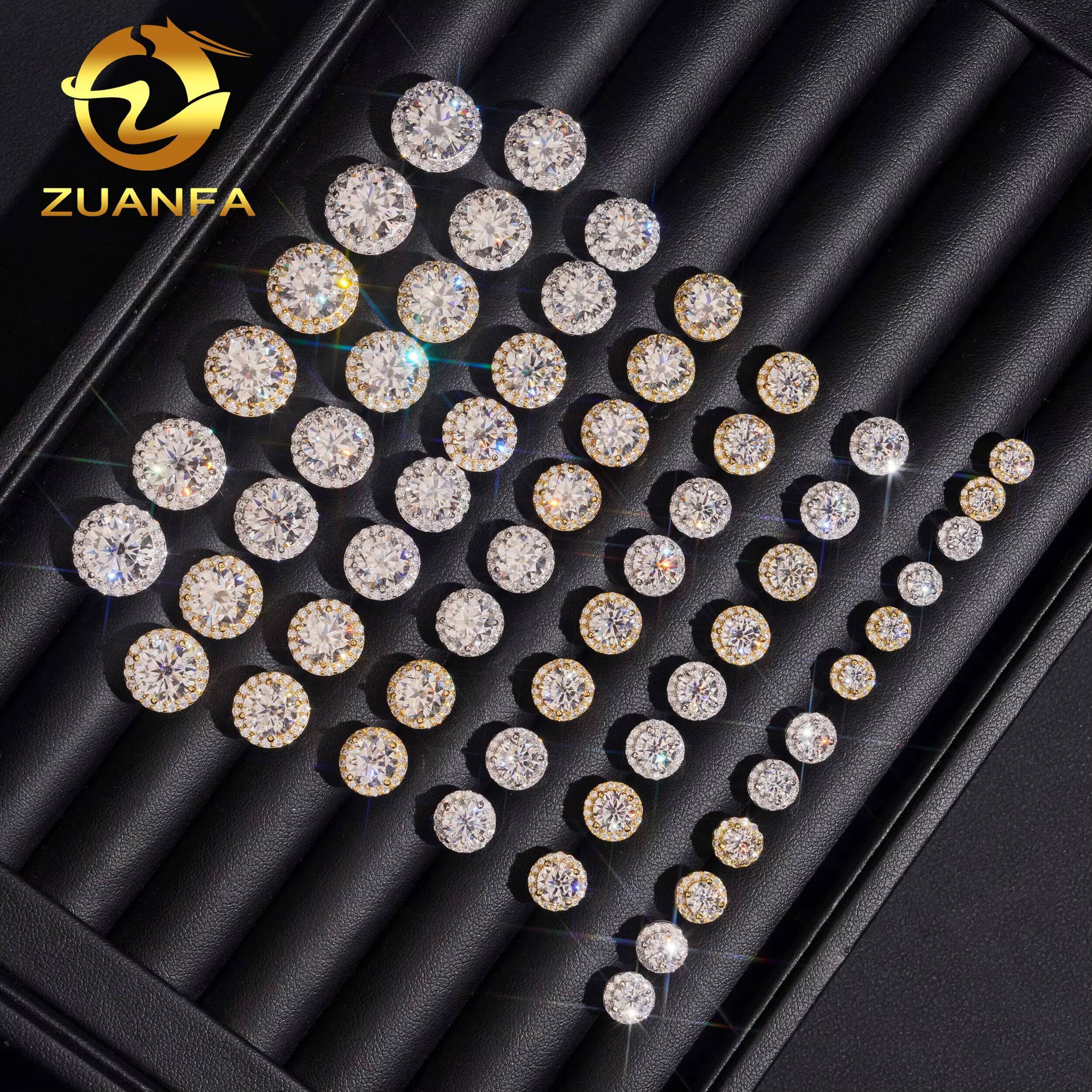 Hot Sale Ready to Ship Pass Diamond Tester Halo Design Screw Back Silver 925 VVS Moissanite Earrings