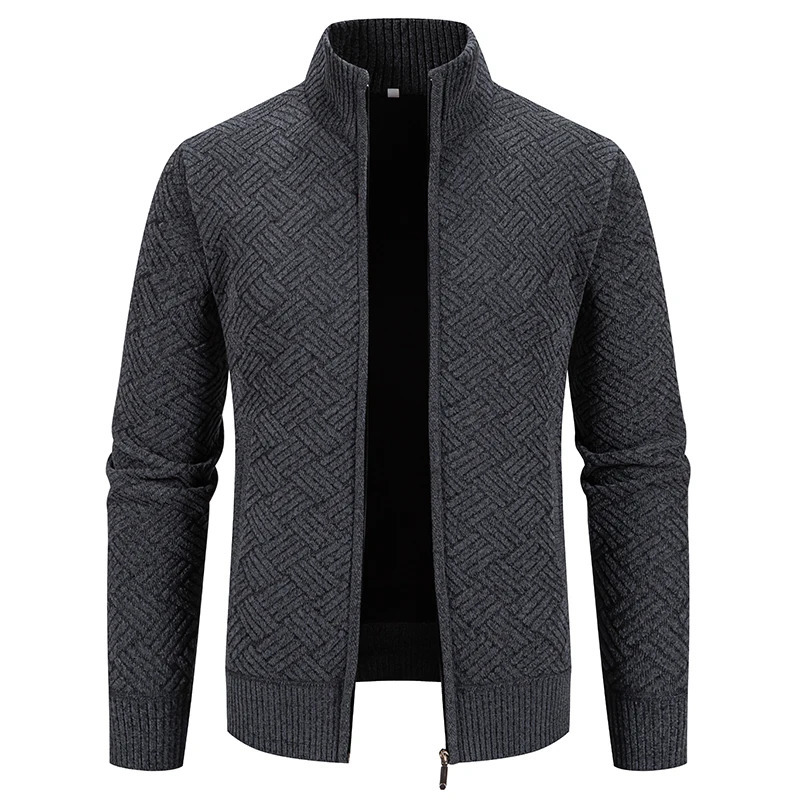 Mens Winter Jacket Thick Warm Casual Fleeced Windbreaker Knitting Jackets Autumn Spring Cardigan Coat Stand Collar 250729