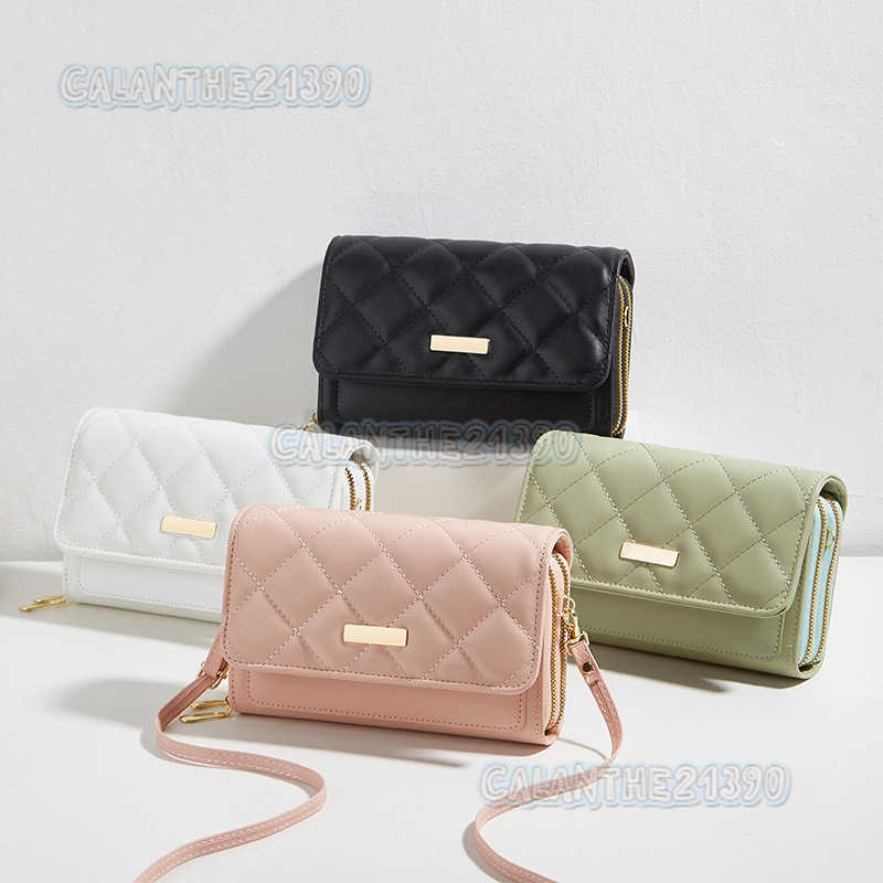 Double Layer Embroidered Mobile Phone Bag 2025 Womens Bag New Diamond Grid Envelope Small Fragrant Style Shoulder Bag Womens Crossbody Bag H250801