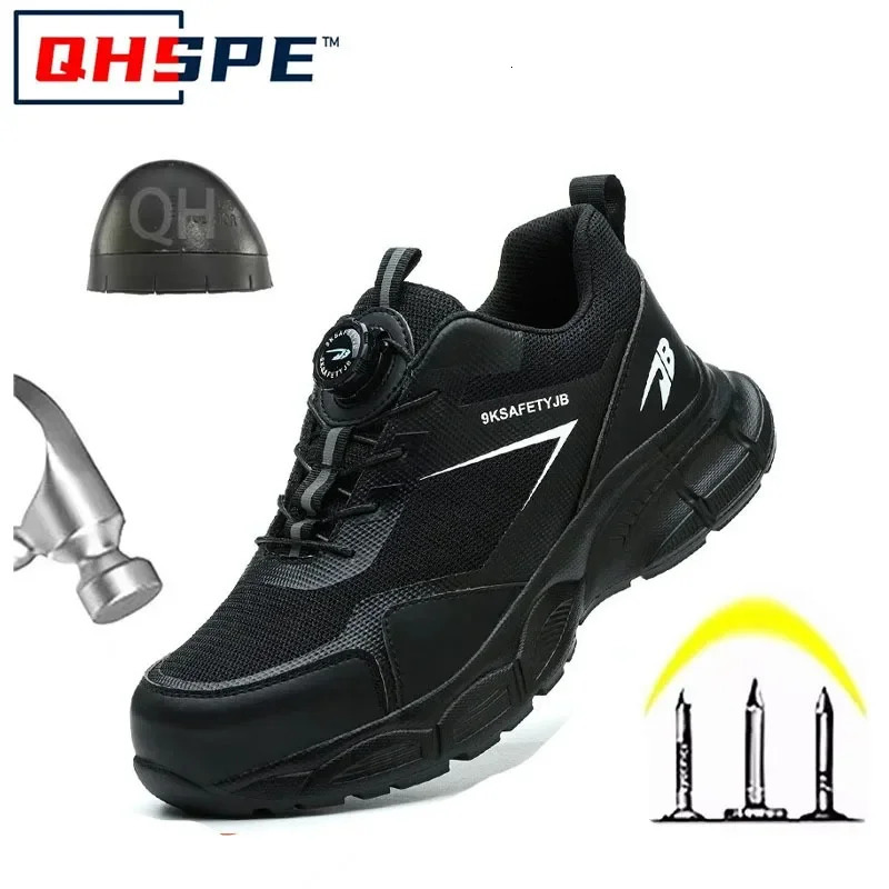 Steel Toe Anti Smashing and Anti Piercing Tactical Boots for Men Lightweight Mens Safety Shoes Button Elastic Protective Shoes 250731