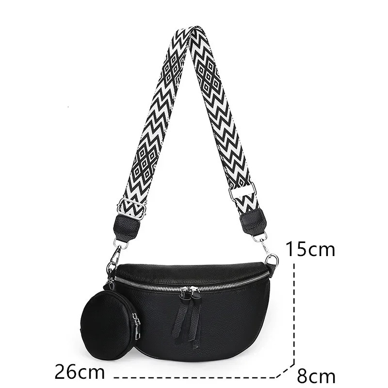 Genuine Leather Woman Chest Bag High Quality Cow Leather Womens Crossbody Bag With Small Purse Female Handbags Waist Bag 250731