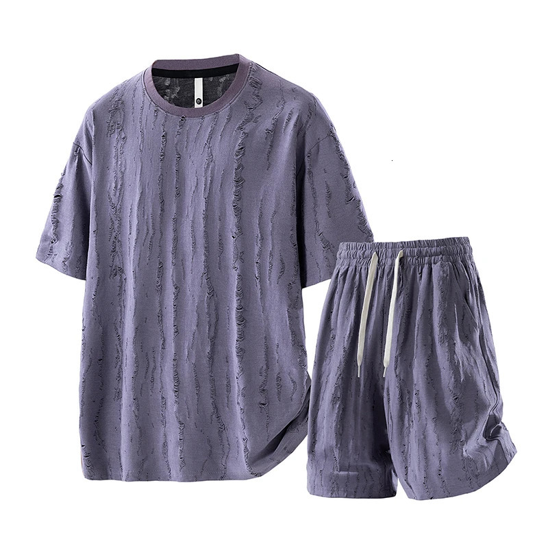 Big Size TShirt Shorts Suit Mens Summer Loose Large Casual Sports Tracksuit M8xl Mens Short Sleeve TwoPiece Sportswear Set 250724